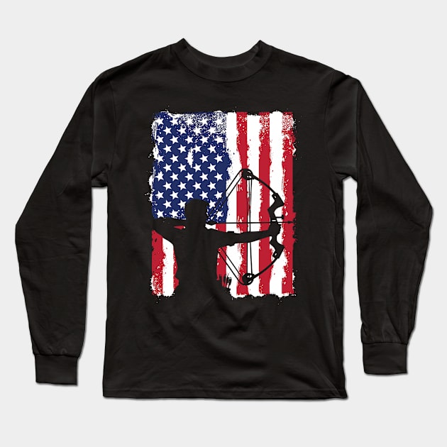 USA Flag Archery Long Sleeve T-Shirt by DetourShirts